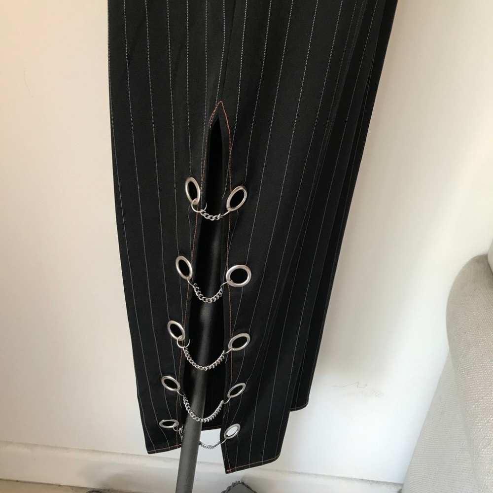 [LF] Black Stripe Chain Jumpsuit Overalls - Picture 3 of 5